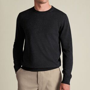 Paulo Mondo Merino Wool Crewneck Sweater in Dark Charcoal Grey size S